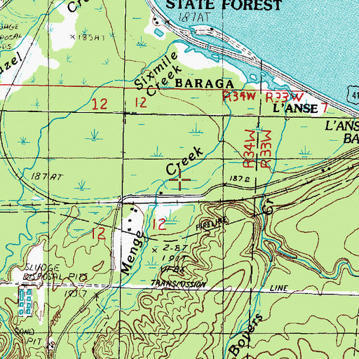 Topographic Map of Menge Creek, MI