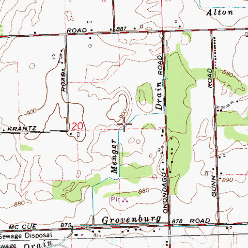 Topographic Map of Menger Drain, MI