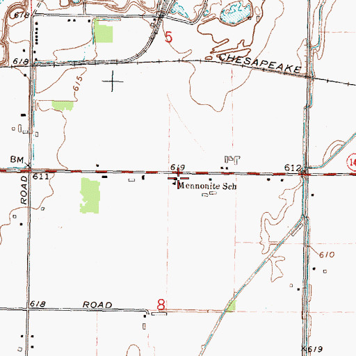 Topographic Map of Mennonite School, MI