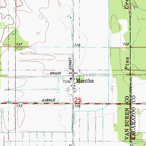 Topographic Map of Mentha, MI