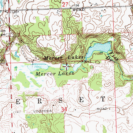 Topographic Map of Mercer Lakes, MI