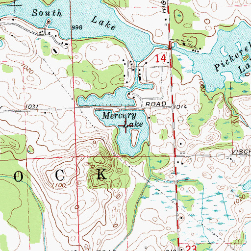 Topographic Map of Mercury Lake, MI