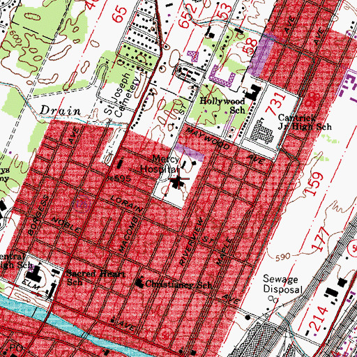 Topographic Map of ProMedica Monroe Regional Hospital, MI