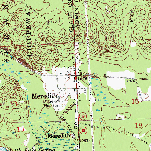 Topographic Map of Meredith, MI