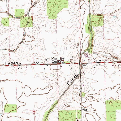 Topographic Map of Merihew Cemetery, MI