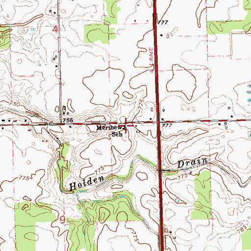 Topographic Map of Merihew School, MI