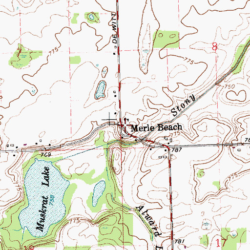 Topographic Map of Merle Beach, MI