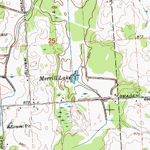Topographic Map of Merrill Lake, MI
