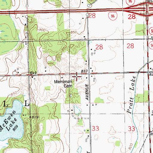 Topographic Map of Merriman Cemetery, MI