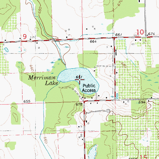 Topographic Map of Merriman Lake, MI