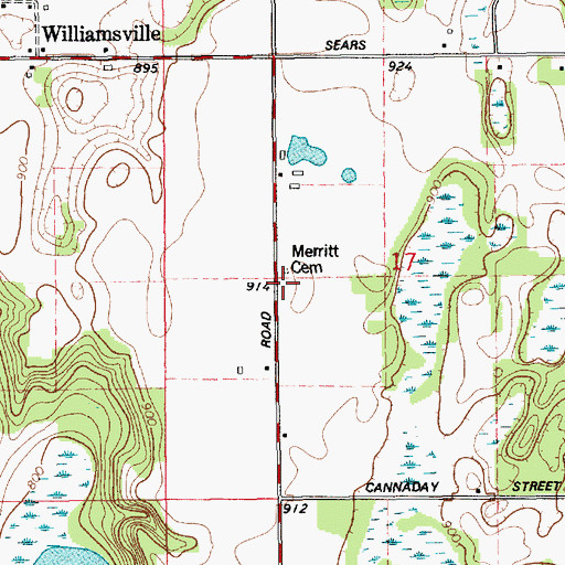 Topographic Map of Merritt Cemetery, MI