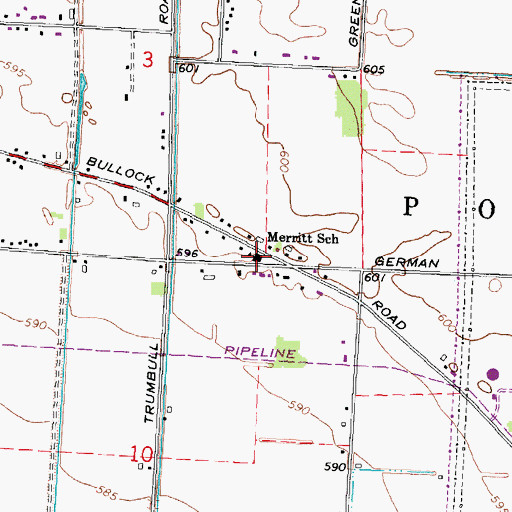 Topographic Map of Merritt School, MI