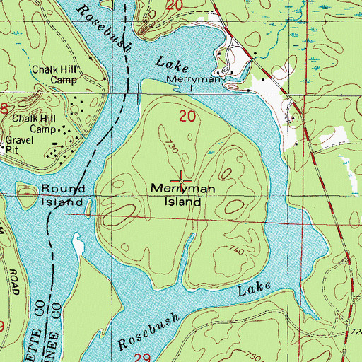 Topographic Map of Merryman Island, MI