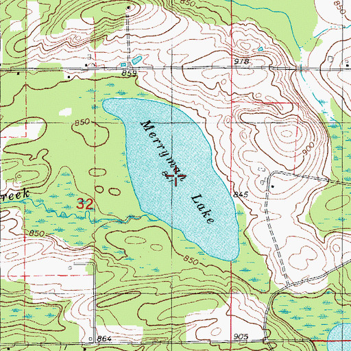 Topographic Map of Merryman Lake, MI