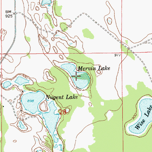 Topographic Map of Mervin Lake, MI
