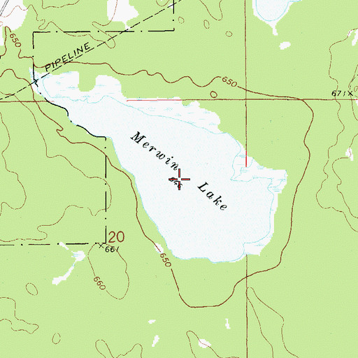 Topographic Map of Merwin Lake, MI