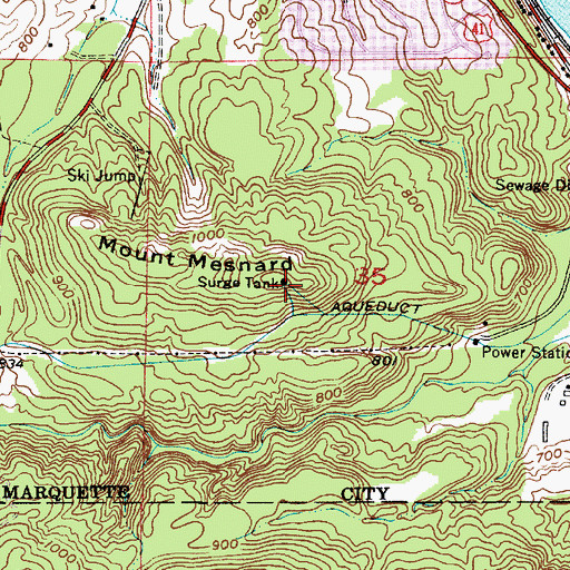Topographic Map of Mount Mesnard, MI