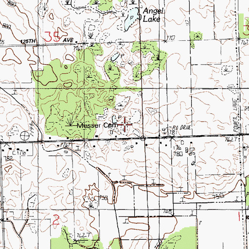 Topographic Map of Messer Cemetery, MI