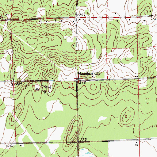 Topographic Map of Messiah Church, MI