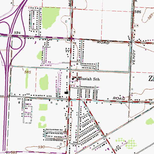 Topographic Map of Messiah School, MI