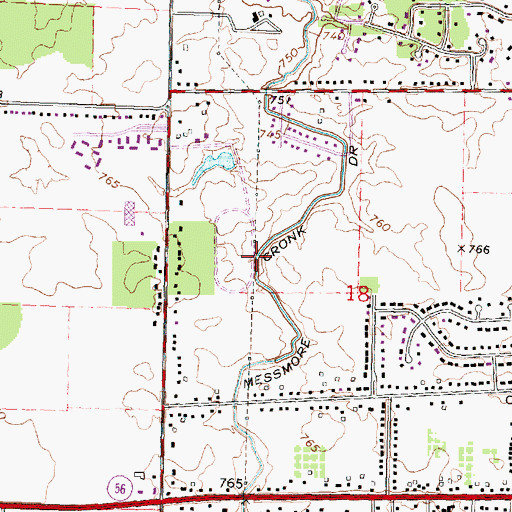 Topographic Map of Messmore Cronk Drain, MI