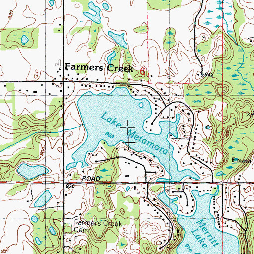 Topographic Map of Lake Metamora, MI