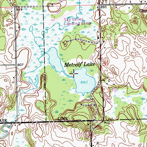 Topographic Map of Metcalf Lake, MI