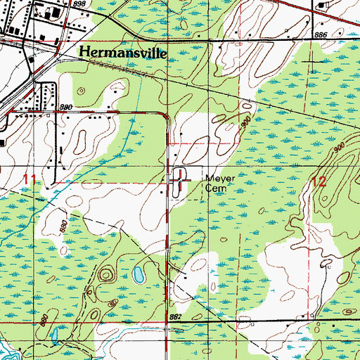 Topographic Map of Meyer Cemetery, MI