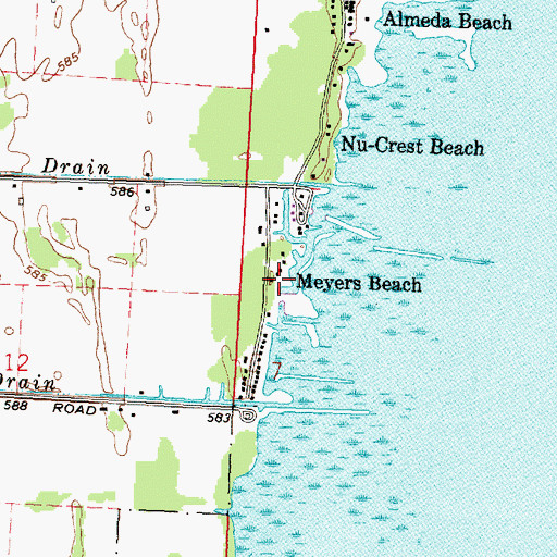 Topographic Map of Meyers Beach, MI