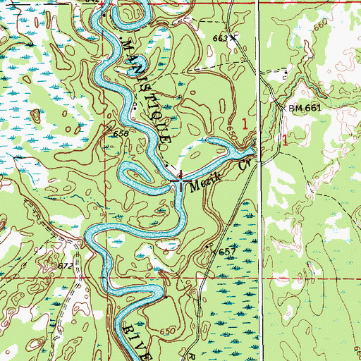 Topographic Map of Mezik Creek, MI