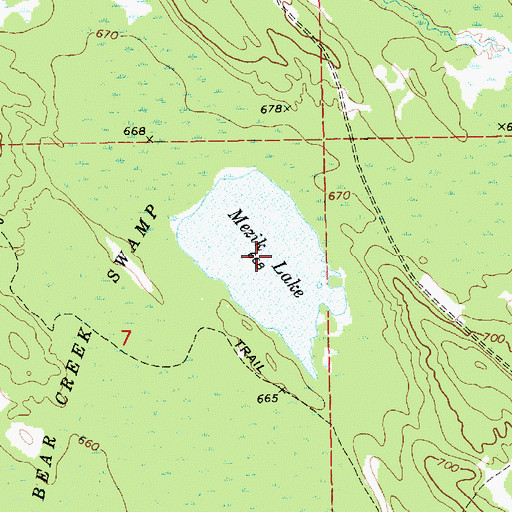 Topographic Map of Mezik Lake, MI