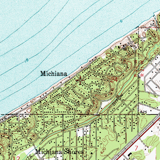 Topographic Map of Michiana, MI