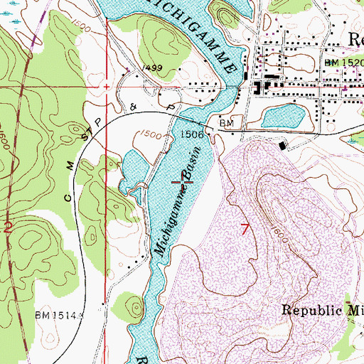 Topographic Map of Michigamme Basin, MI