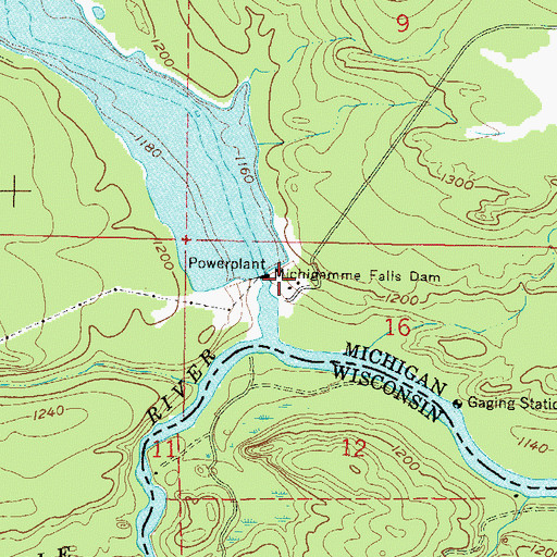 Topographic Map of Michigamme Falls Dam, MI