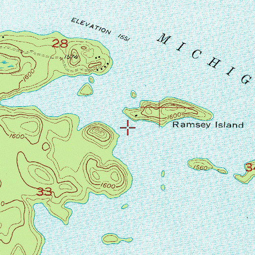 Topographic Map of Lake Michigamme, MI