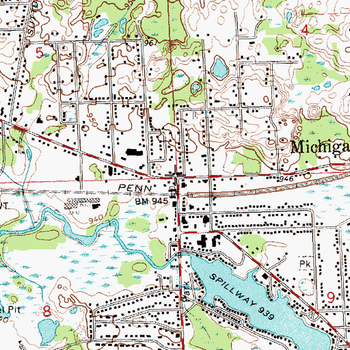 Topographic Map of Michigan Center, MI