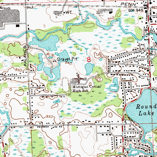 Topographic Map of Michigan Center High School, MI