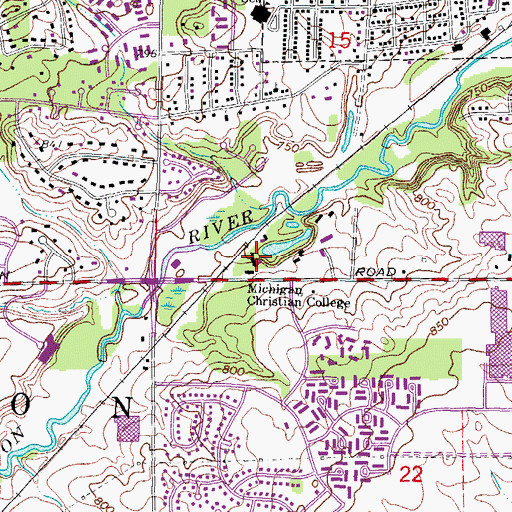 Topographic Map of Michigan Christian College, MI
