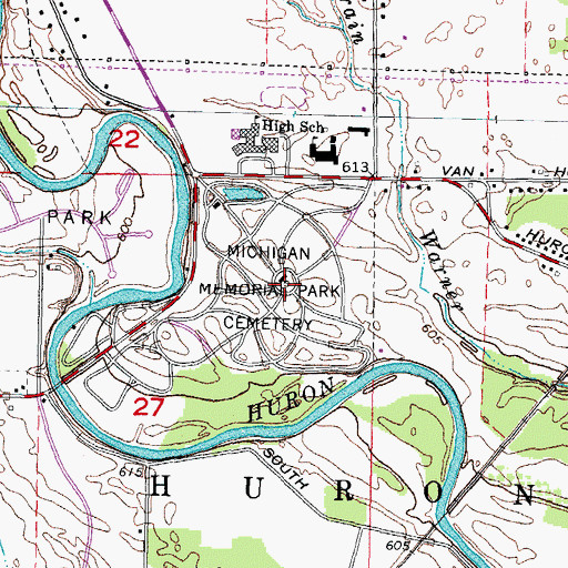 Topographic Map of Michigan Memorial Park Cemetery, MI