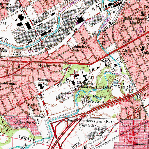 Topographic Map of Michigan School for the Deaf, MI