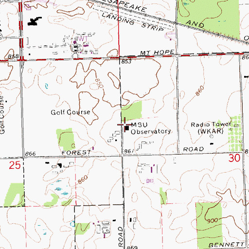 Topographic Map of Michigan State University Observatory, MI