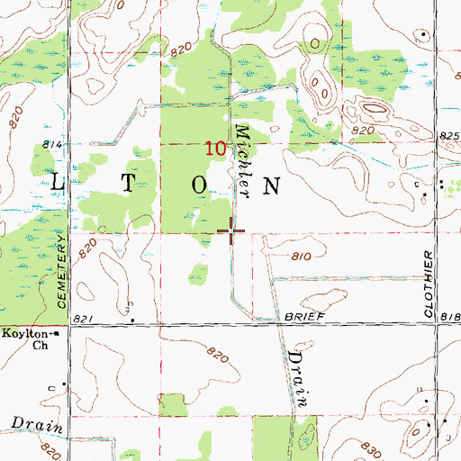 Topographic Map of Michler Drain, MI