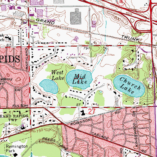 Topographic Map of Mid Lake, MI