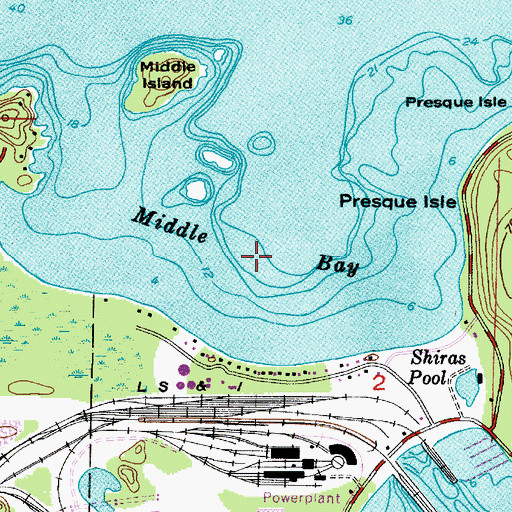 Topographic Map of Middle Bay, MI