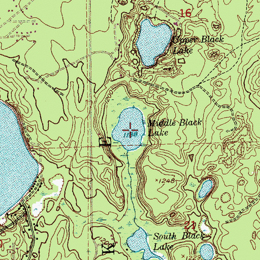 Topographic Map of Middle Black Lake, MI