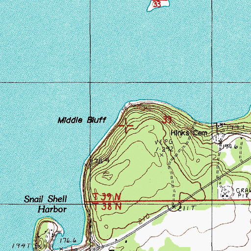 Topographic Map of Middle Bluff, MI
