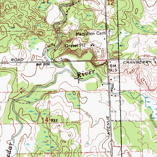 Topographic Map of Middle Branch Cedar River, MI