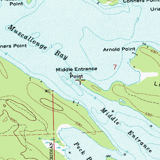 Topographic Map of Middle Entrance Point, MI