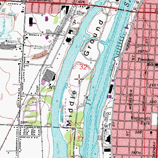 Topographic Map of Middle Ground, MI