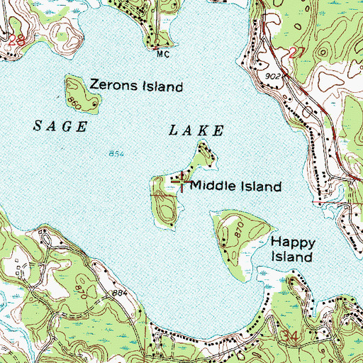 Topographic Map of Middle Island, MI